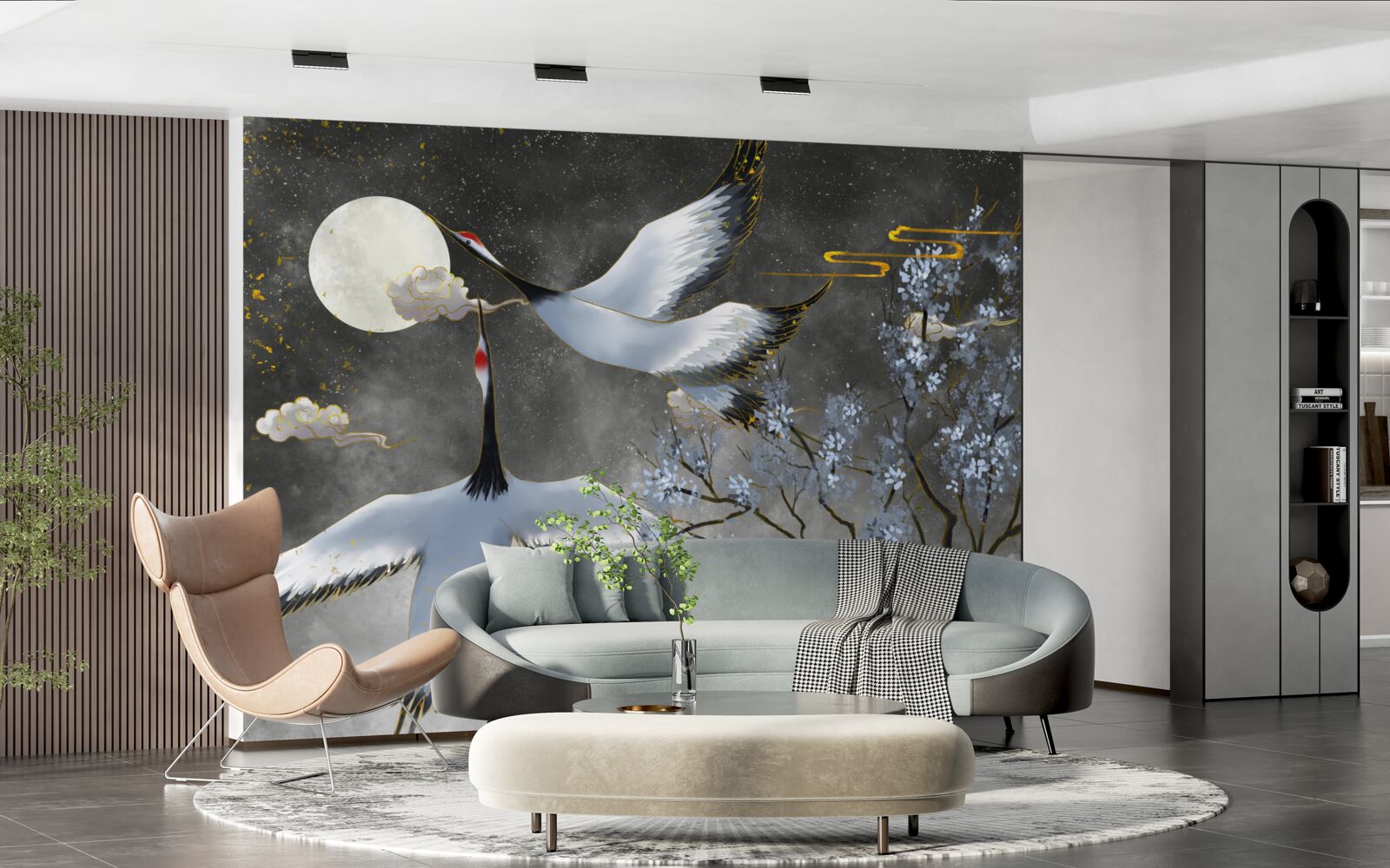 Fototapet luna întâmpină cocorii