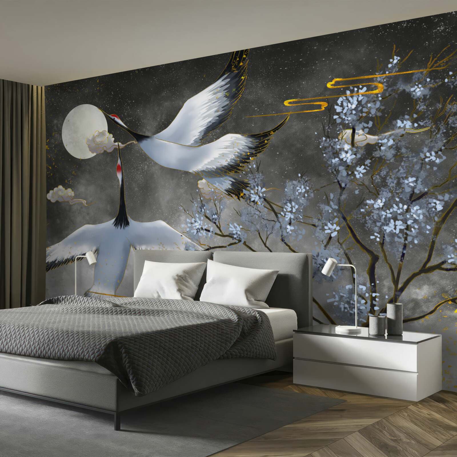 Fototapet luna întâmpină cocorii