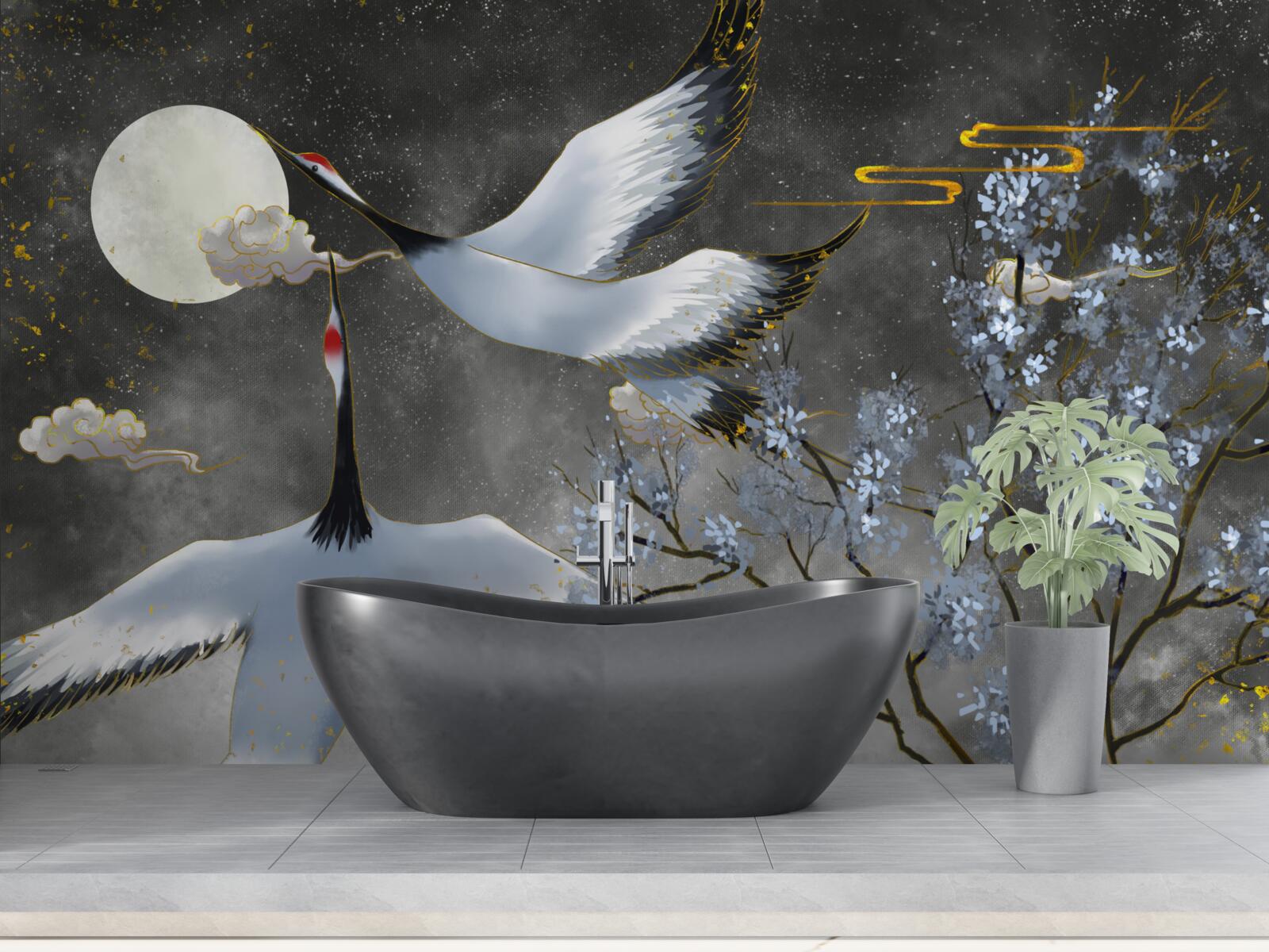 Fototapet luna întâmpină cocorii