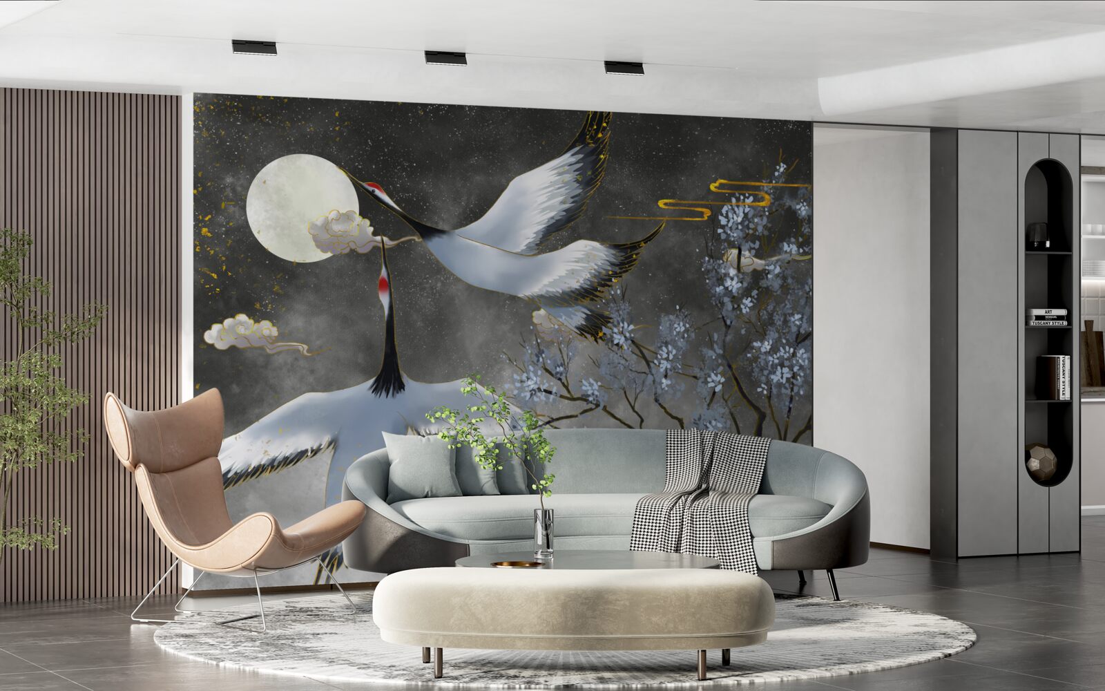 Fototapet luna întâmpină cocorii