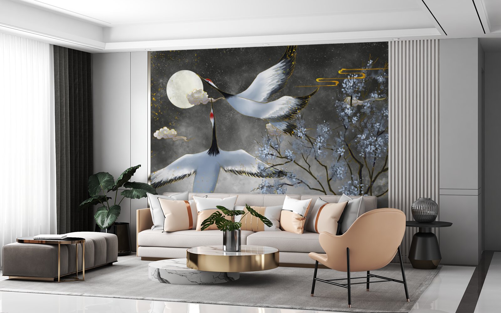 Fototapet luna întâmpină cocorii