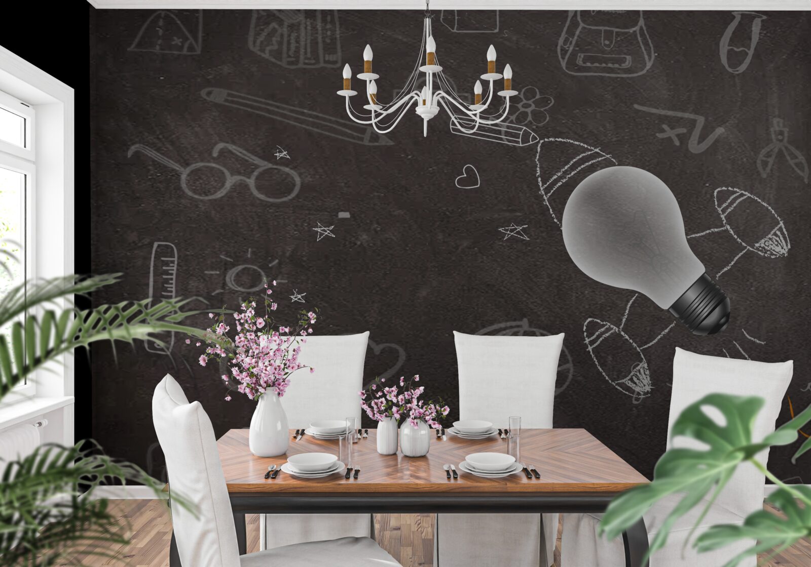 Fototapet pe o tablă - învățarea cu creativitate