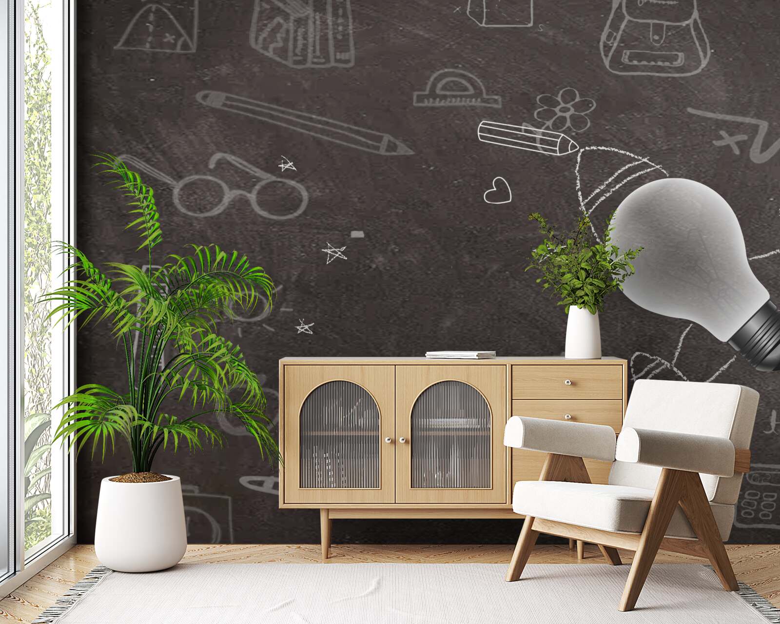 Fototapet pe o tablă - învățarea cu creativitate