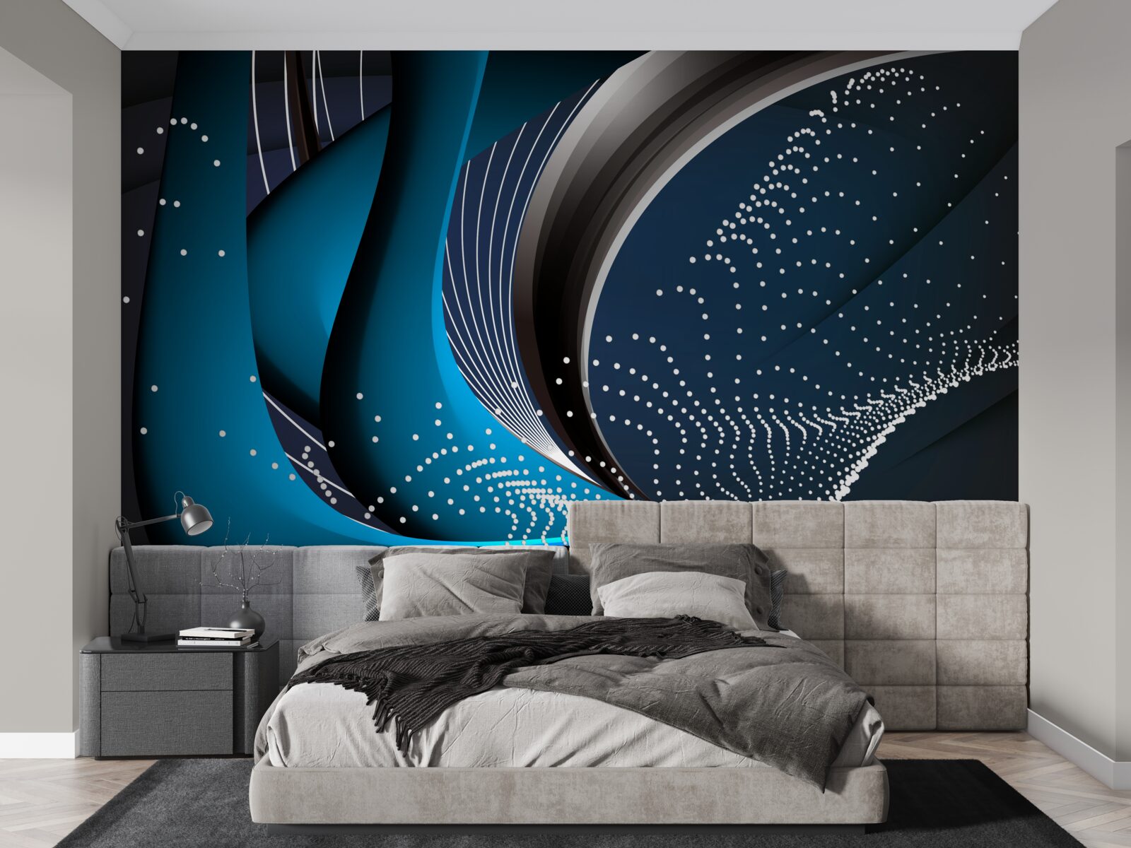 Fototapet linii abstracte albastre la răsărit