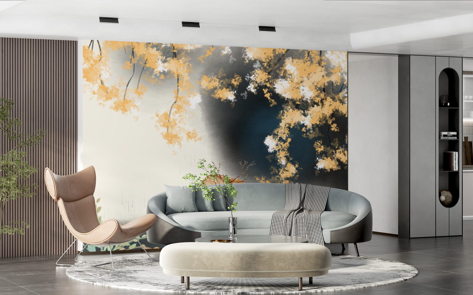 Fototapet chamois în tufișuri cețoase de toamnă