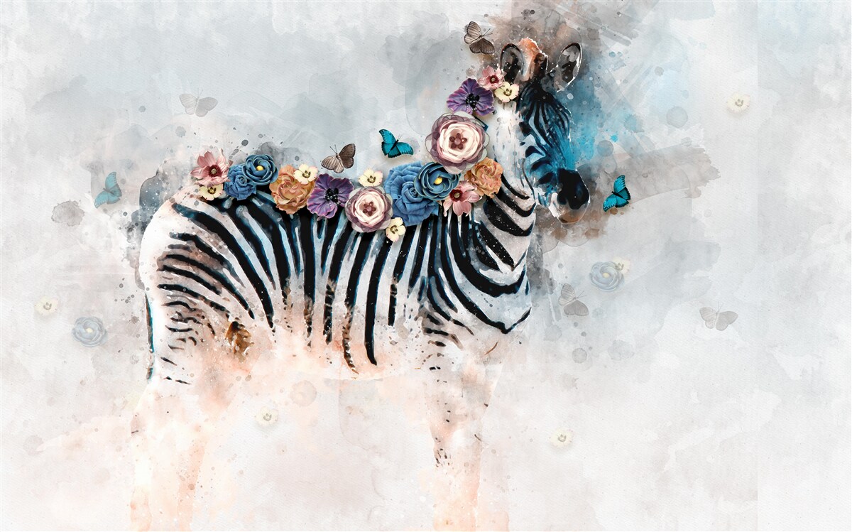 Fototapet culori zebră cu dungi strălucitoare