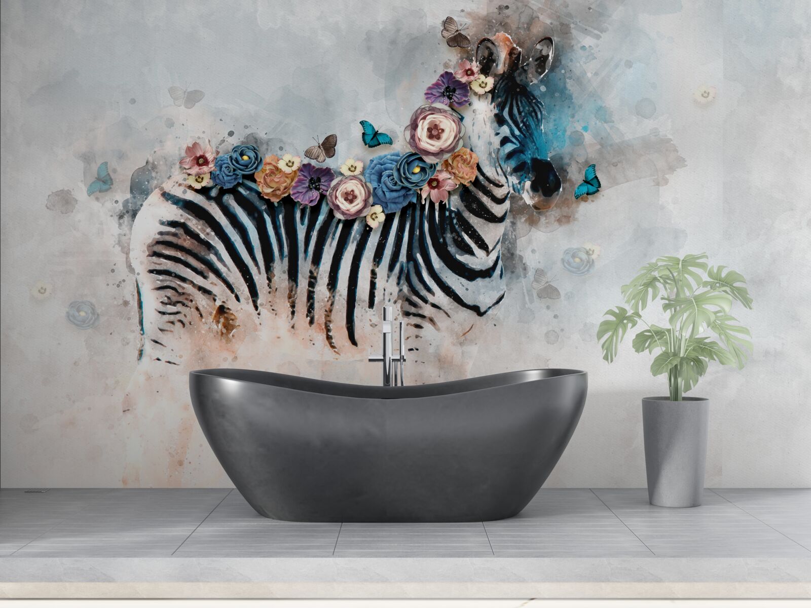 Fototapet culori zebră cu dungi strălucitoare