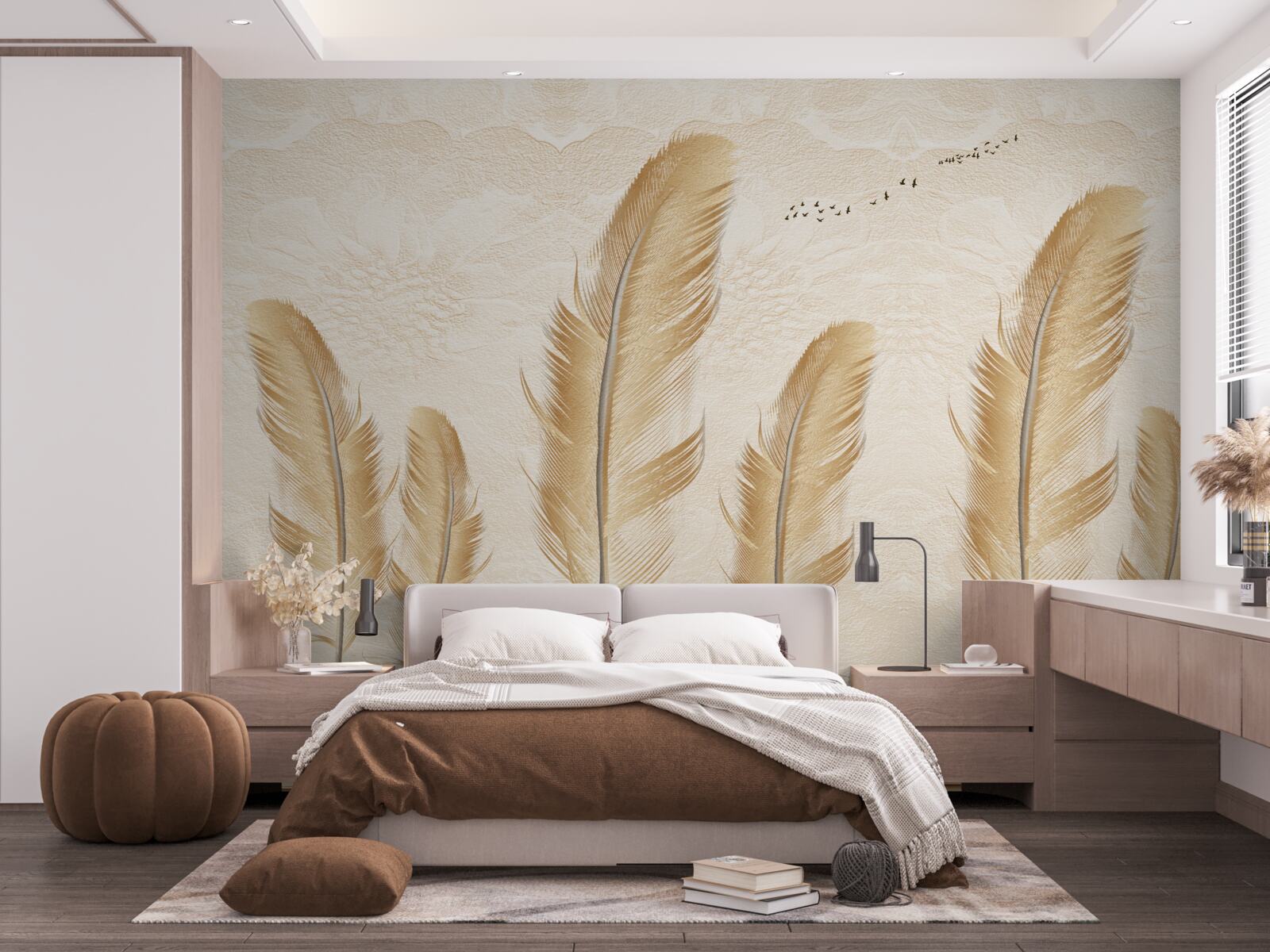 Fototapet fundal artistic decorat cu pene