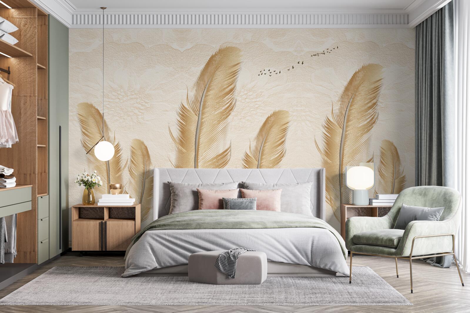 Fototapet fundal artistic decorat cu pene