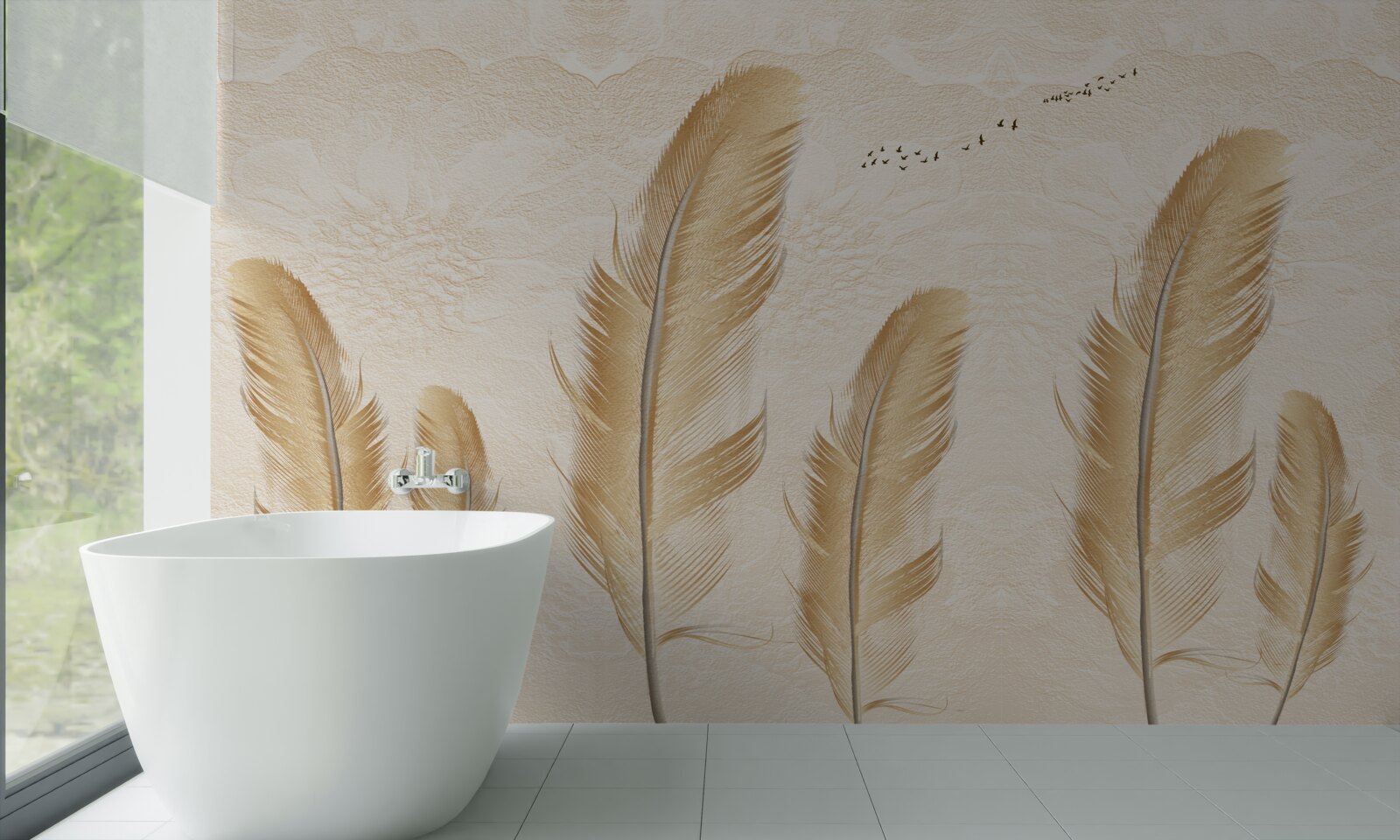 Fototapet fundal artistic decorat cu pene