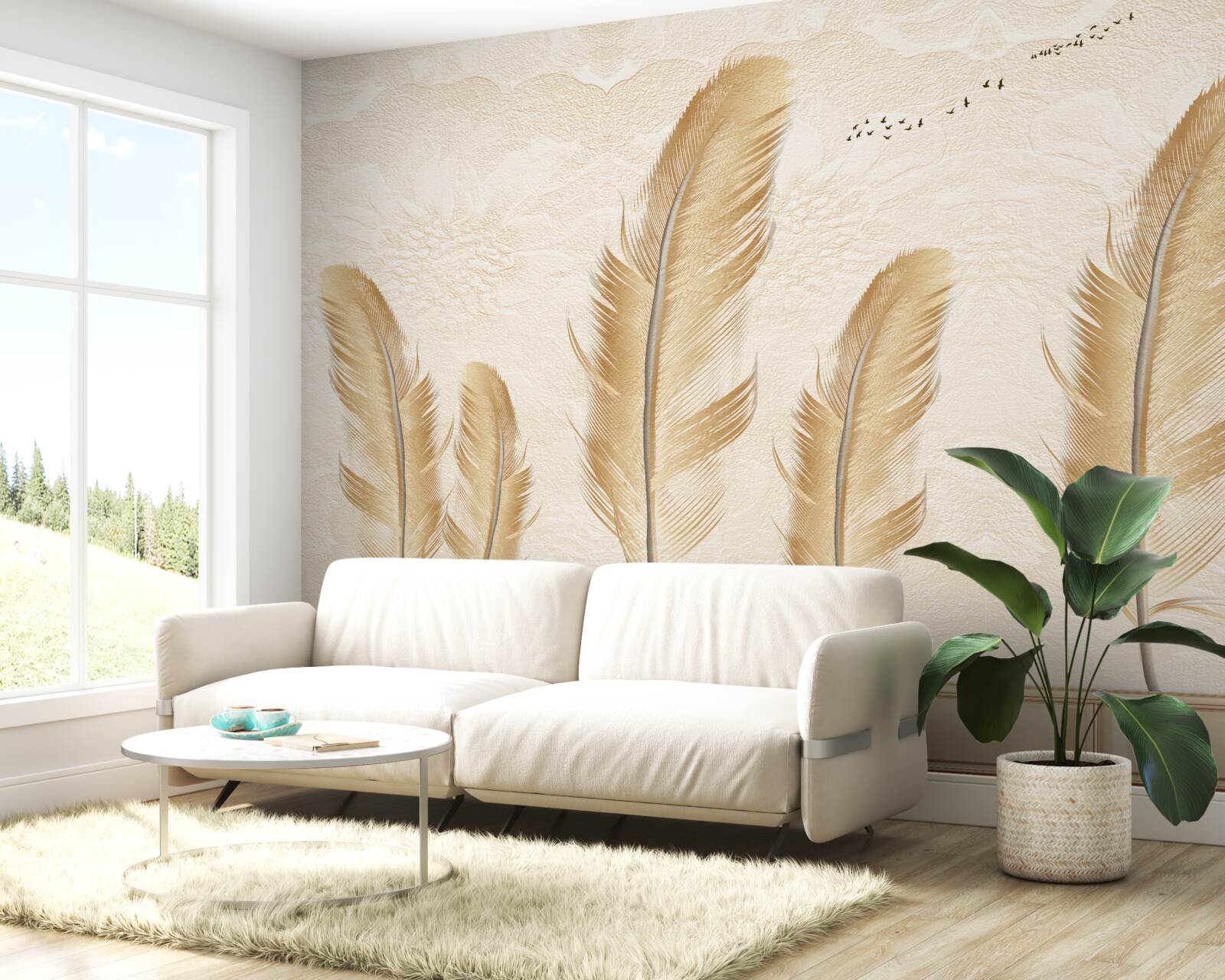 Fototapet fundal artistic decorat cu pene