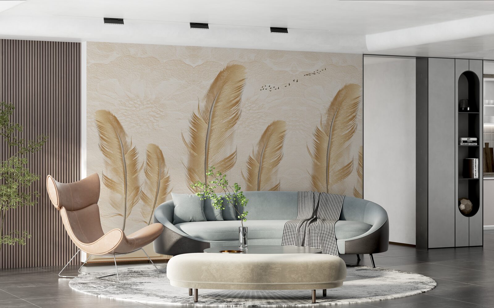 Fototapet fundal artistic decorat cu pene