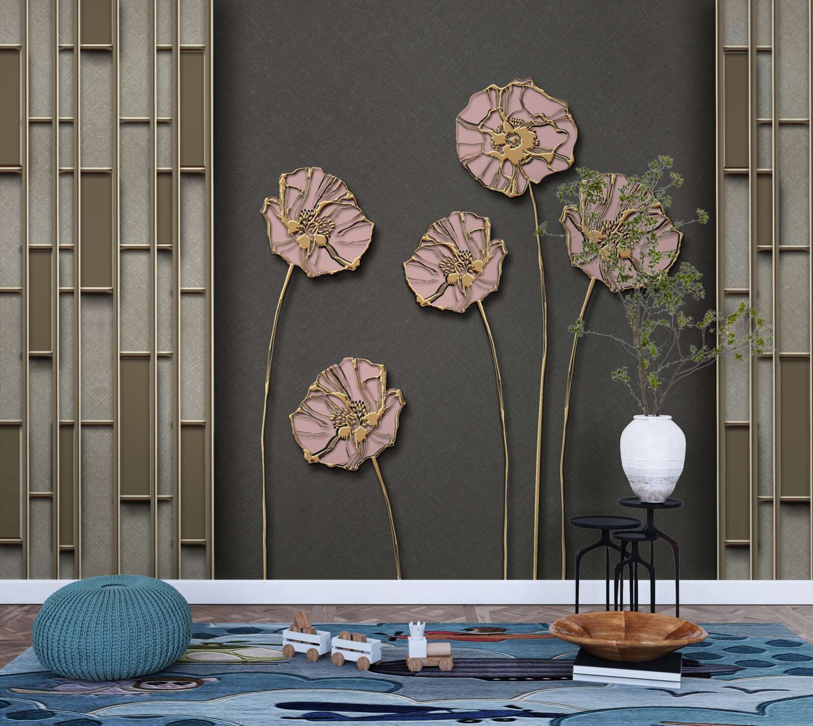 Fototapet maci eleganți pe un fundal argintiu