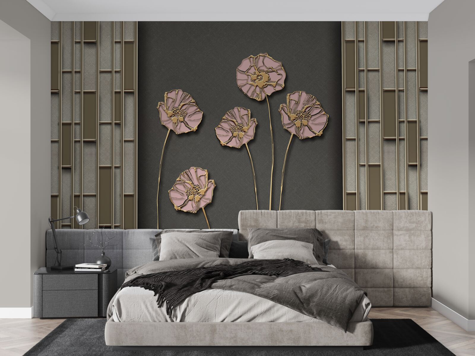 Fototapet maci eleganți pe un fundal argintiu