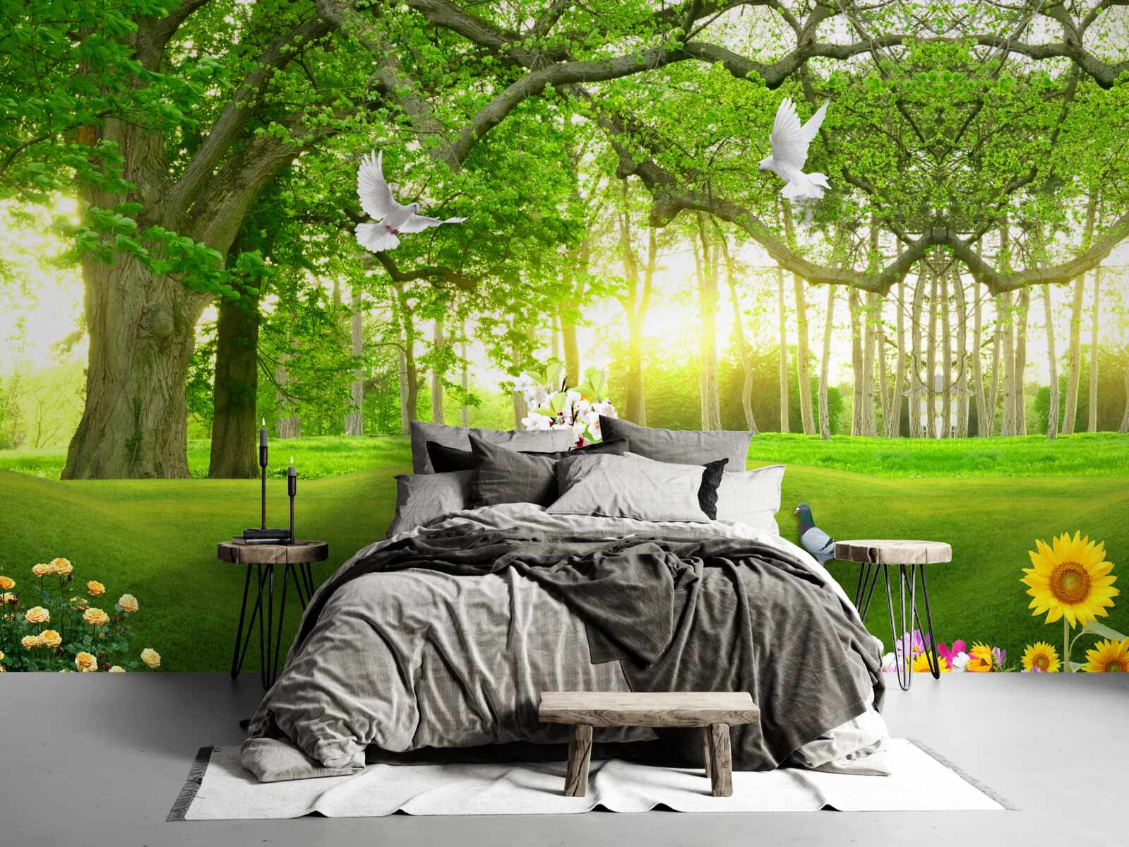 Fototapet gazon verde liniștit în zori