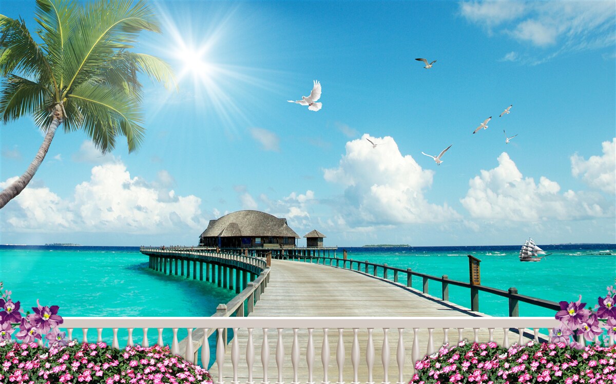 Fototapet chei care duce la golf