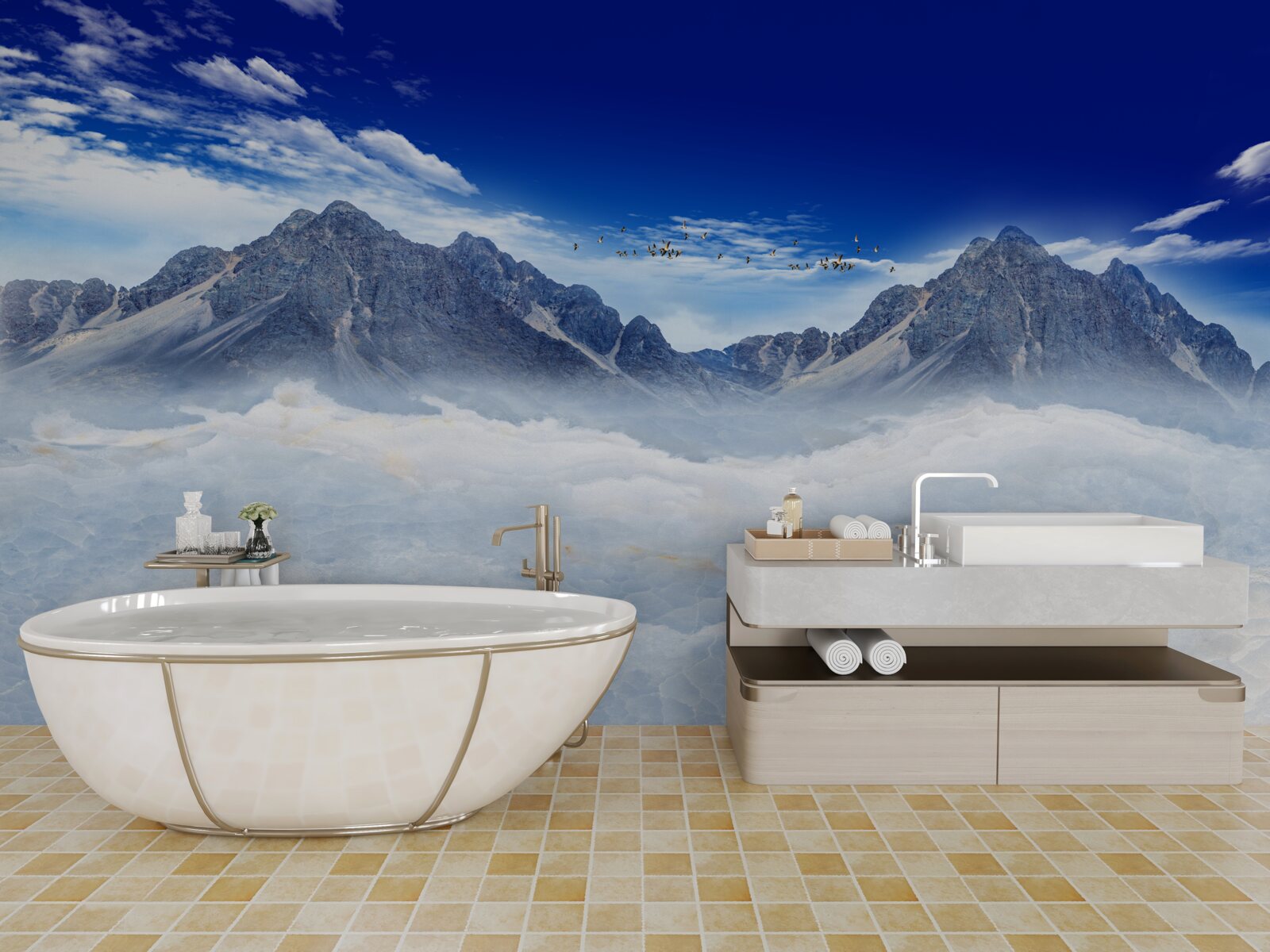 Fototapet voal fermecător de ceață de munte