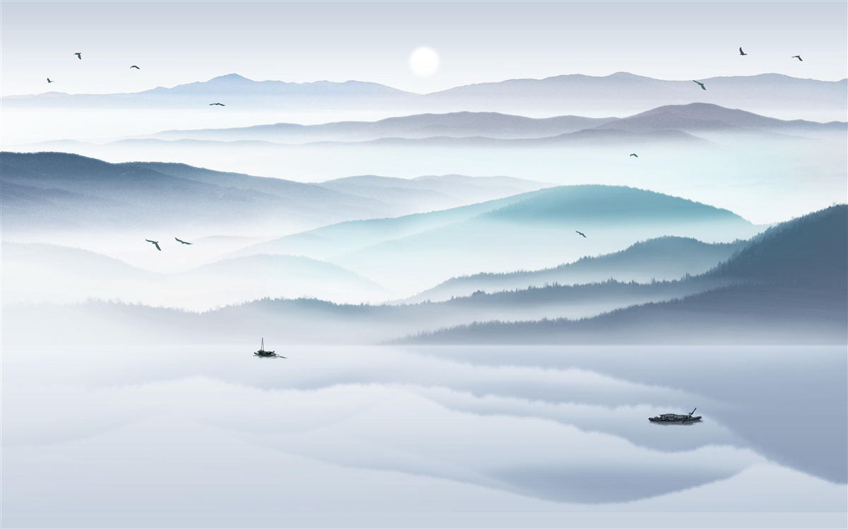 Fototapet vine ceața, acoperind râul de munte cu un văl gros