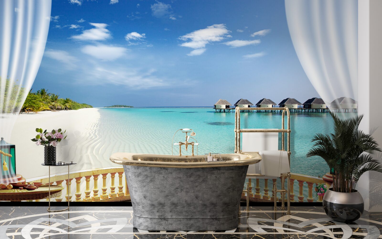 Fototapet vedere la ocean din verandă