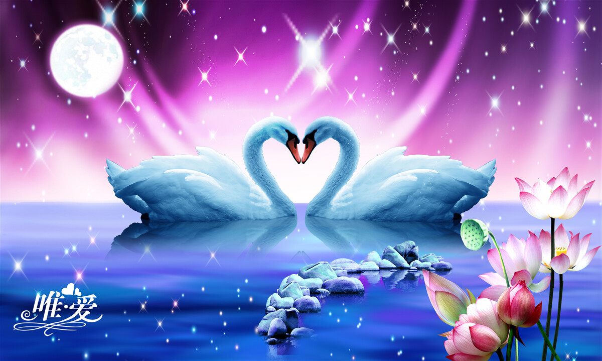 Fototapet lebedele îndrăgostite formează o inimă