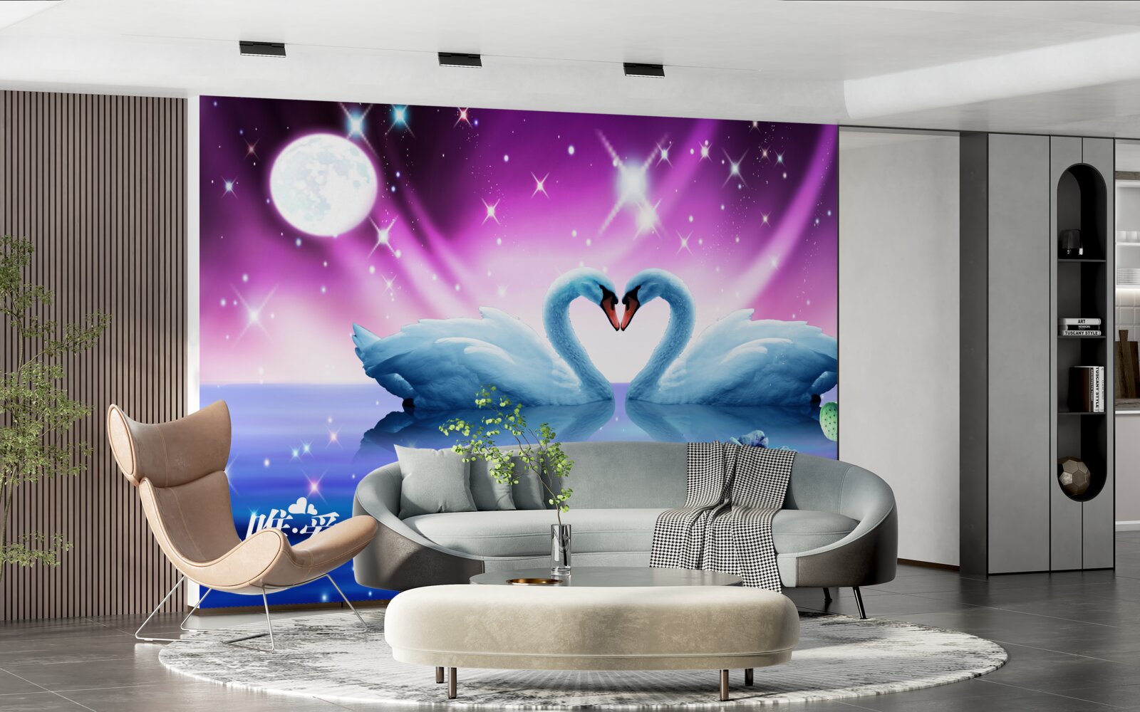 Fototapet lebedele îndrăgostite formează o inimă