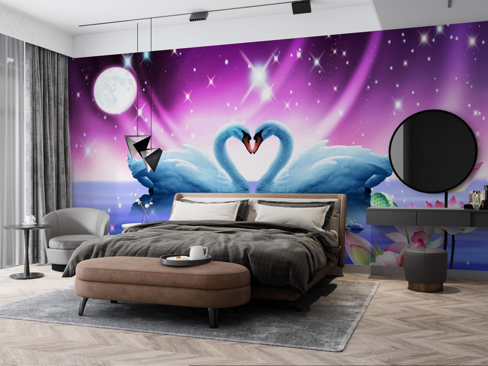 Fototapet lebedele îndrăgostite formează o inimă