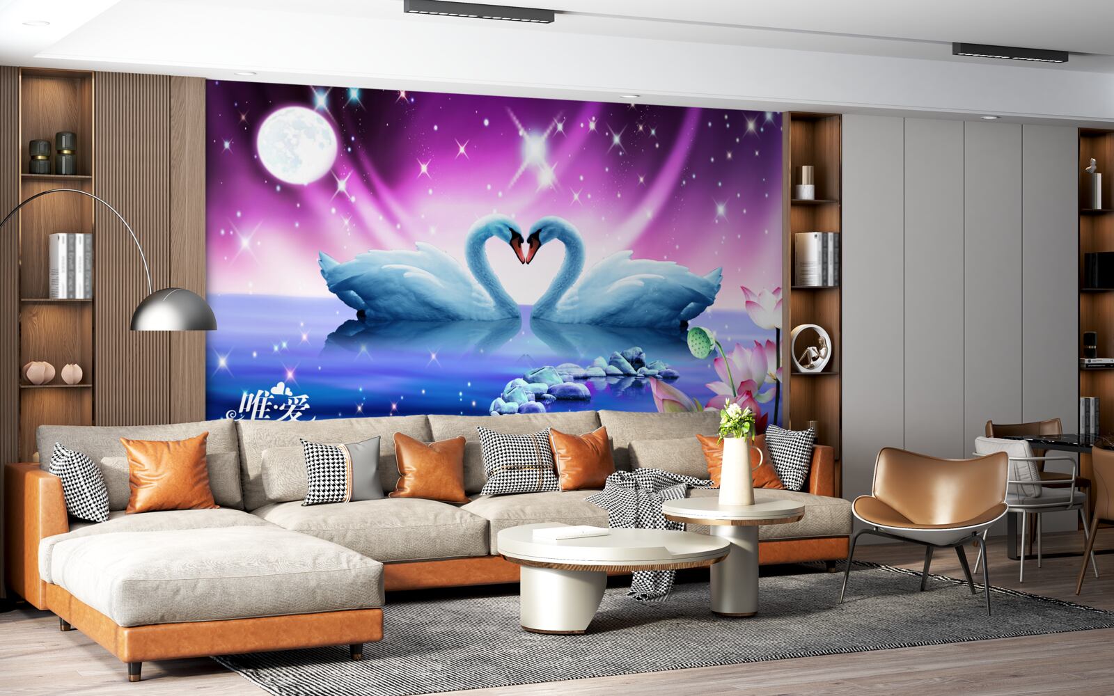 Fototapet lebedele îndrăgostite formează o inimă