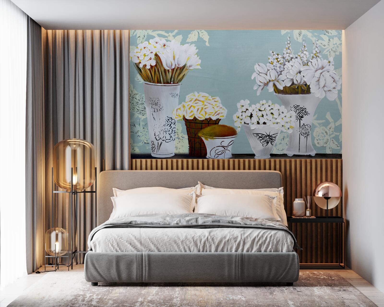 Fototapet vaze cu buchete de flori