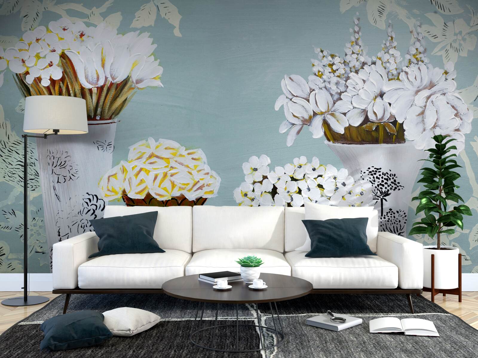 Fototapet vaze cu buchete de flori