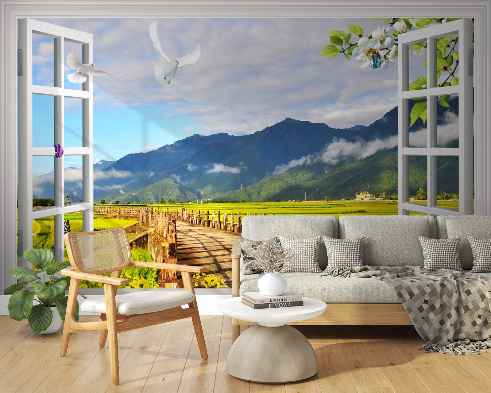 Fototapet vedere de la fereastra de pe panorama de munte