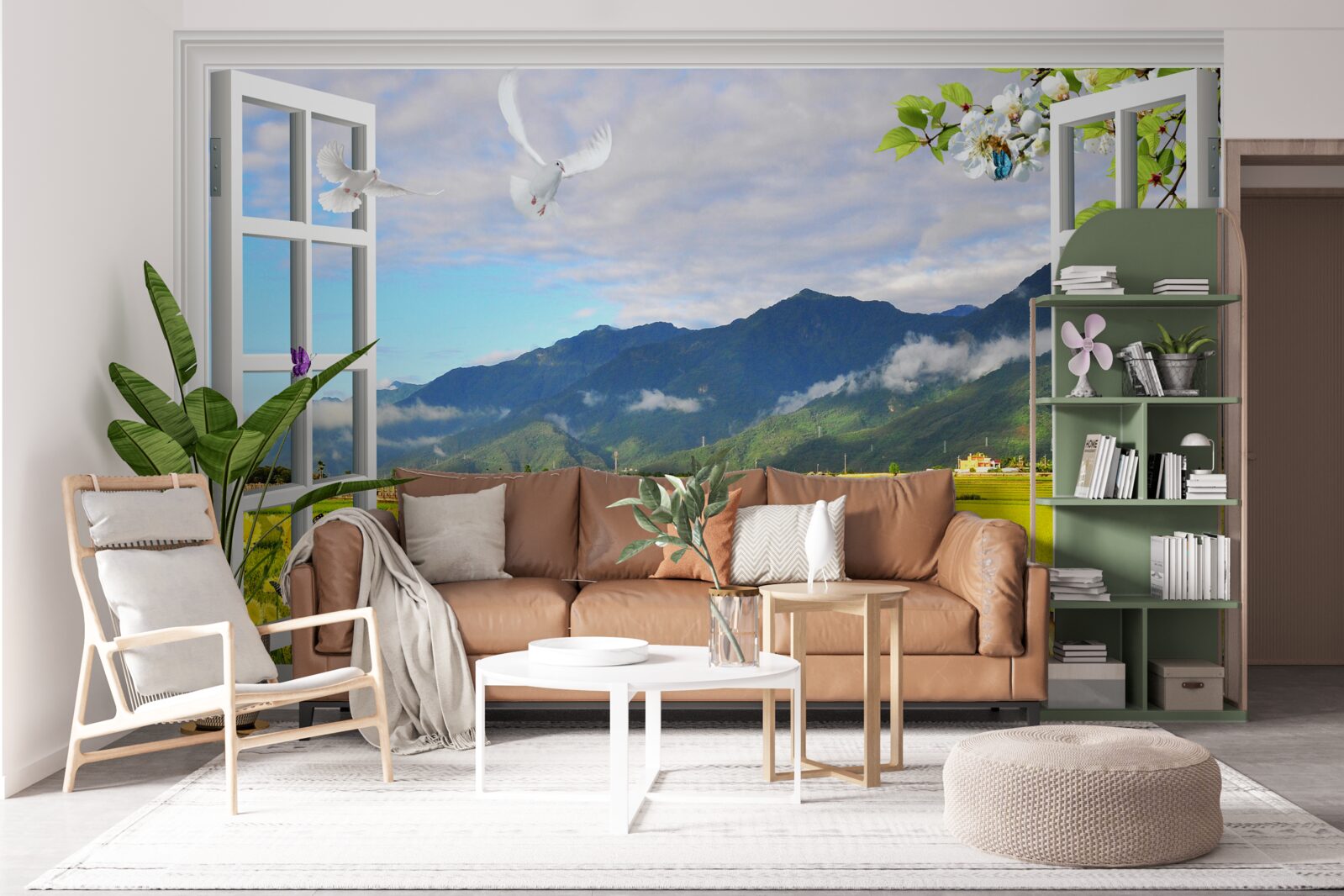 Fototapet vedere de la fereastra de pe panorama de munte