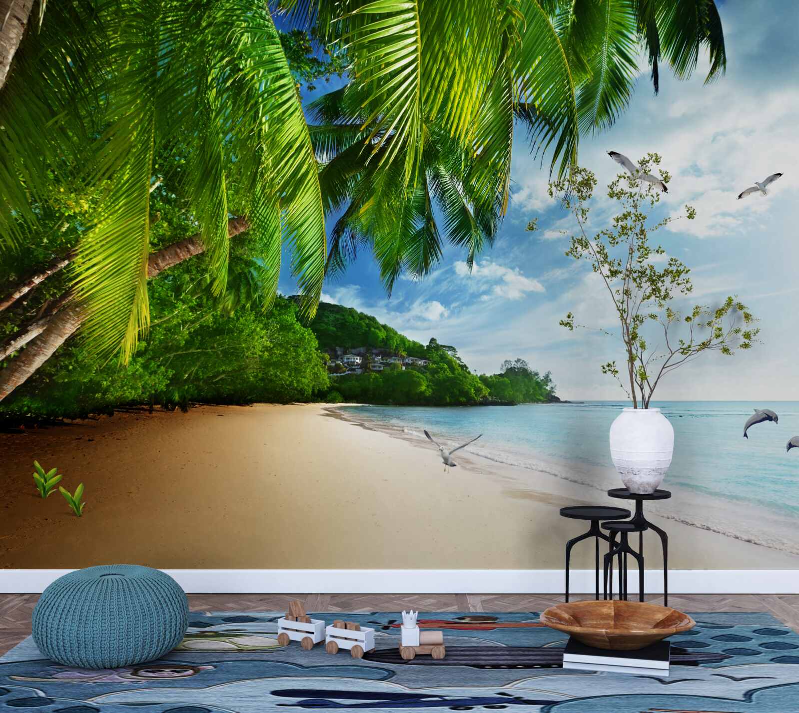 Fototapet insulă nelocuită cu o plajă de nisip