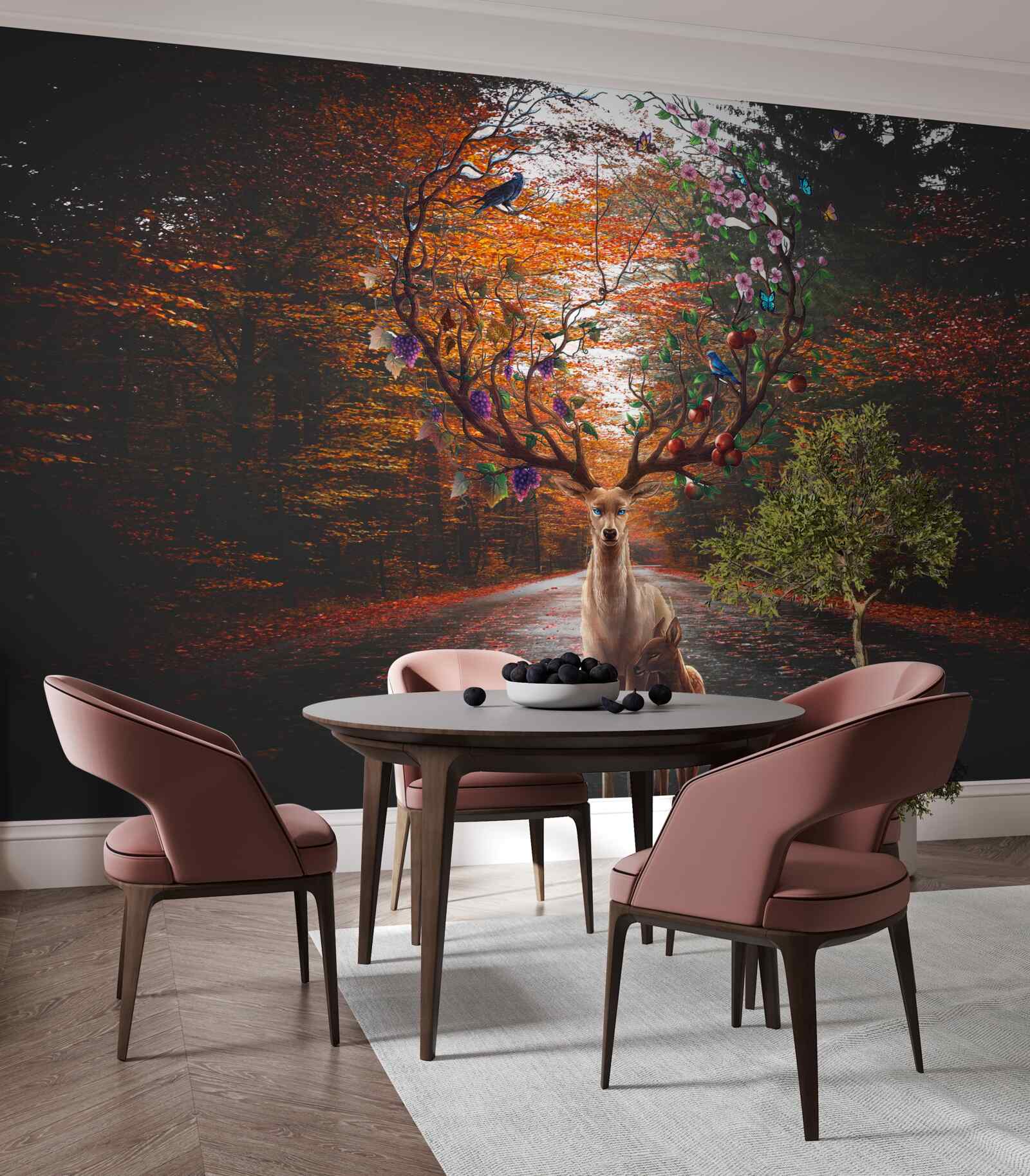 Fototapet perioada de toamnă și coarnele perfecte ale căprioarelor adulte