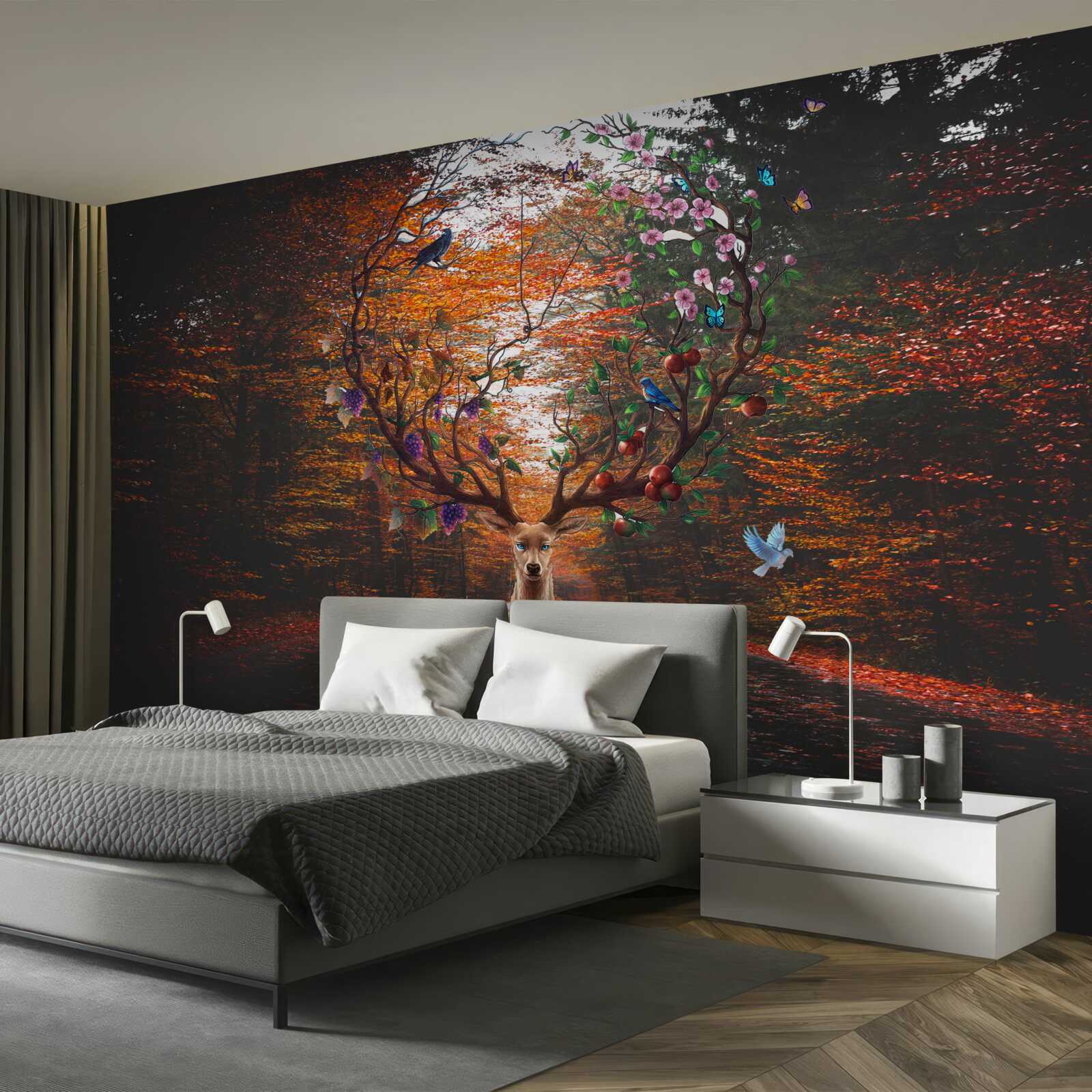 Fototapet perioada de toamnă și coarnele perfecte ale căprioarelor adulte