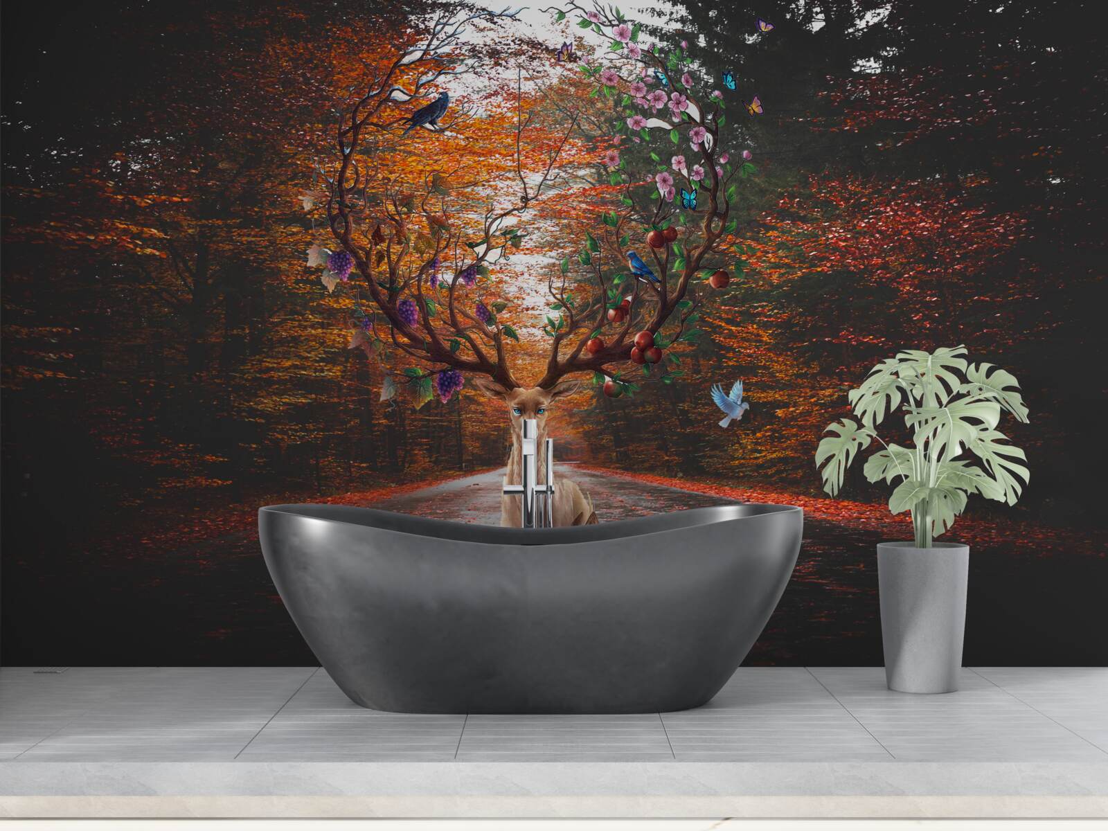 Fototapet perioada de toamnă și coarnele perfecte ale căprioarelor adulte