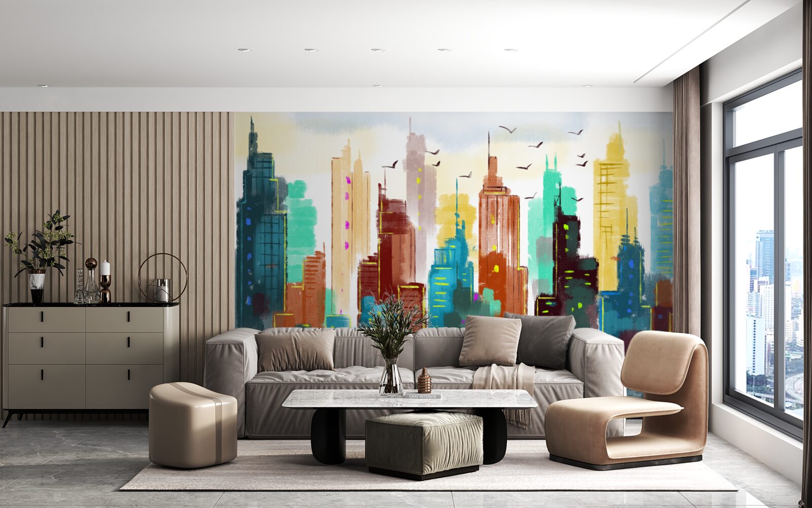 Fototapet reprezentare abstractă a orașului modern