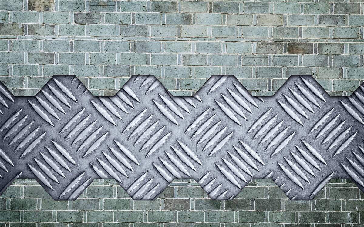 Fototapet perete din cărămidă cu foiță de aluminiu