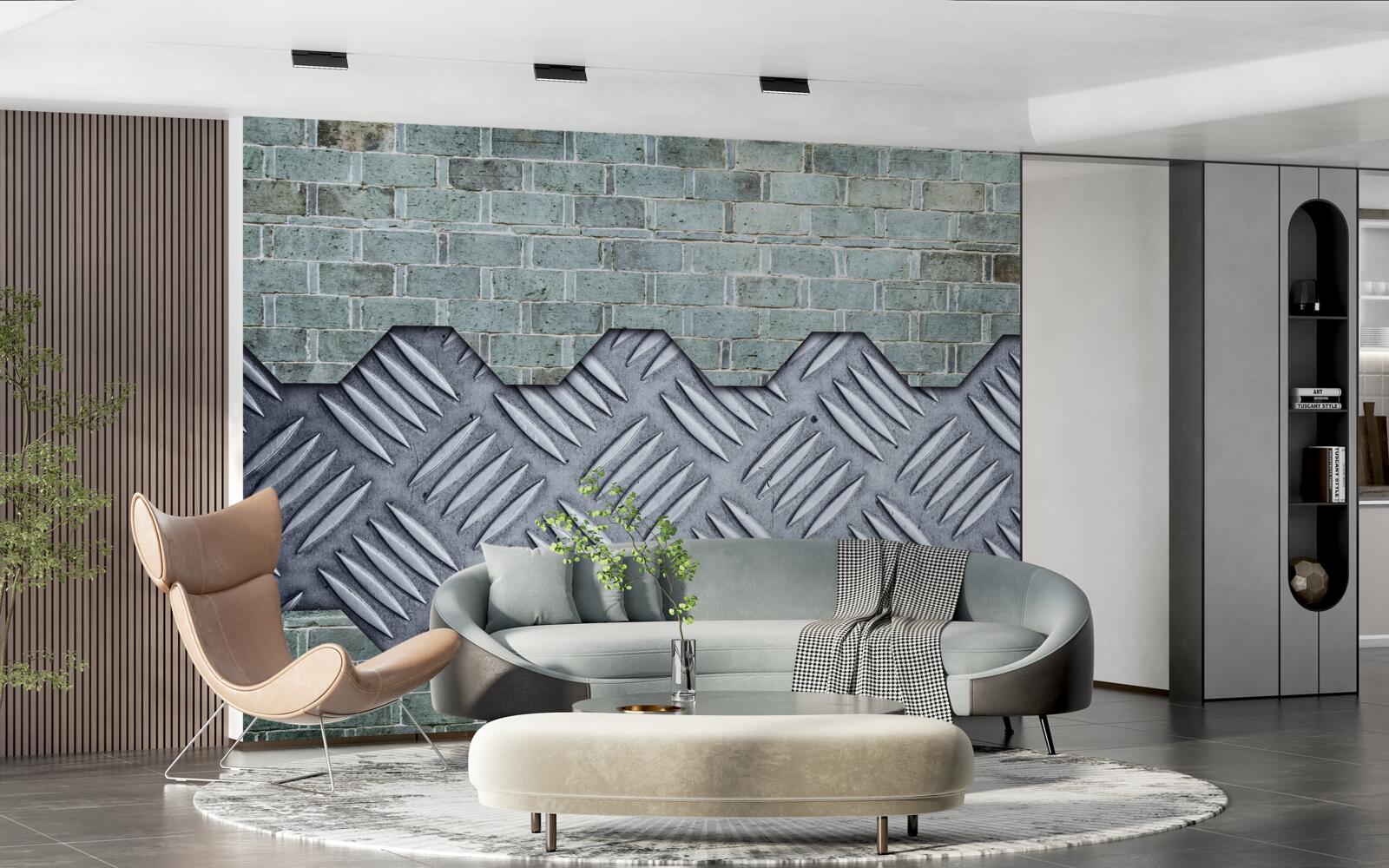 Fototapet perete din cărămidă cu foiță de aluminiu