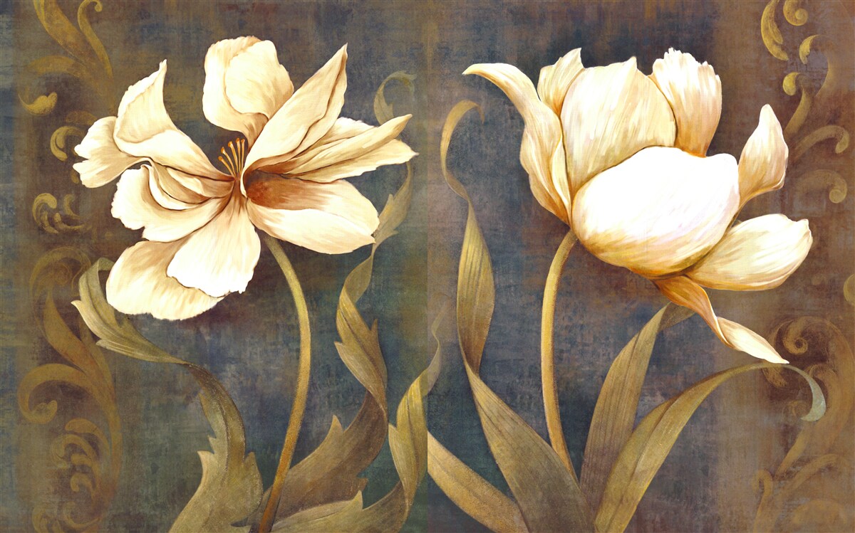 Fototapet două flori mari bej