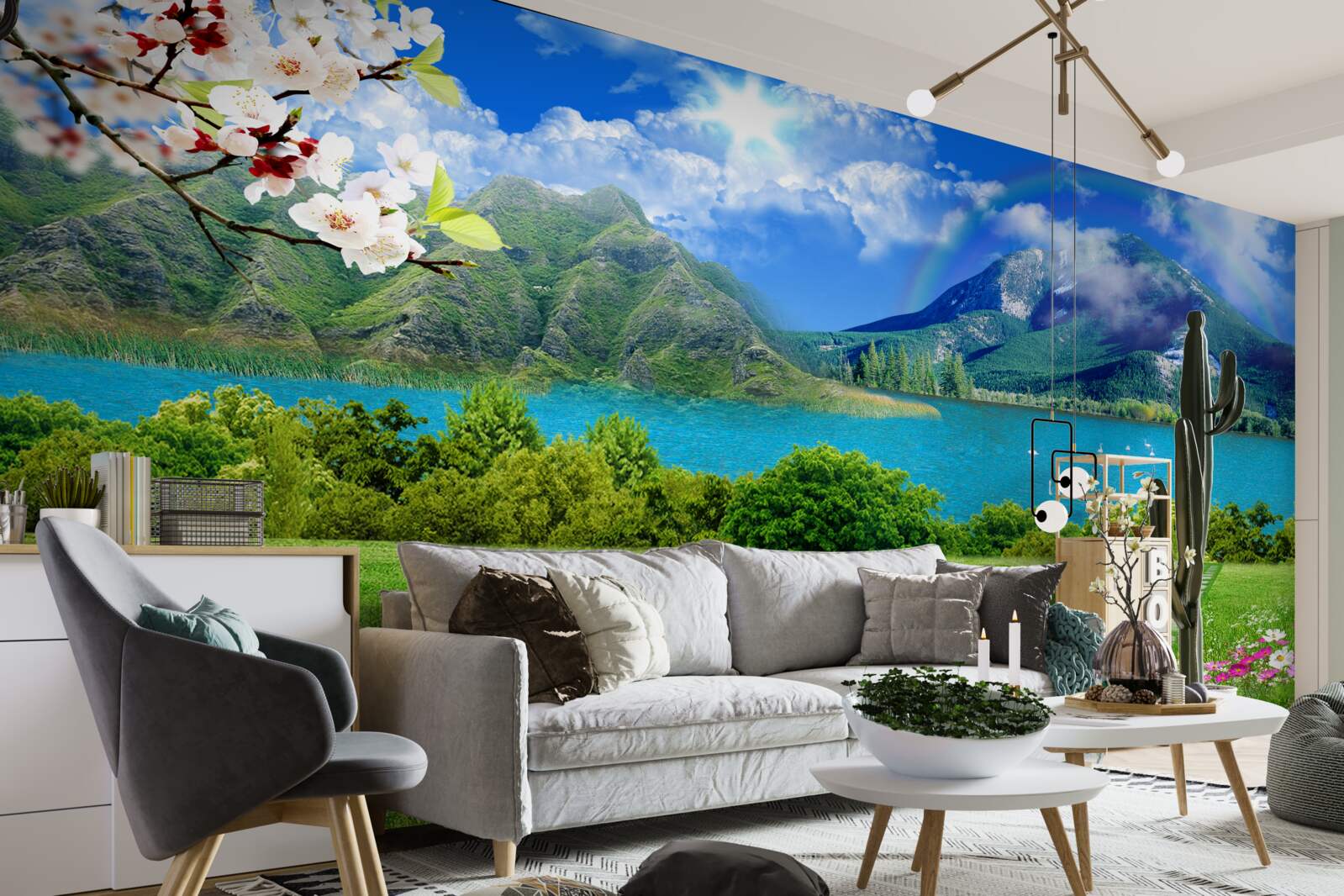 Fototapet vedere fascinantă a unui lac de munte în timpul verii