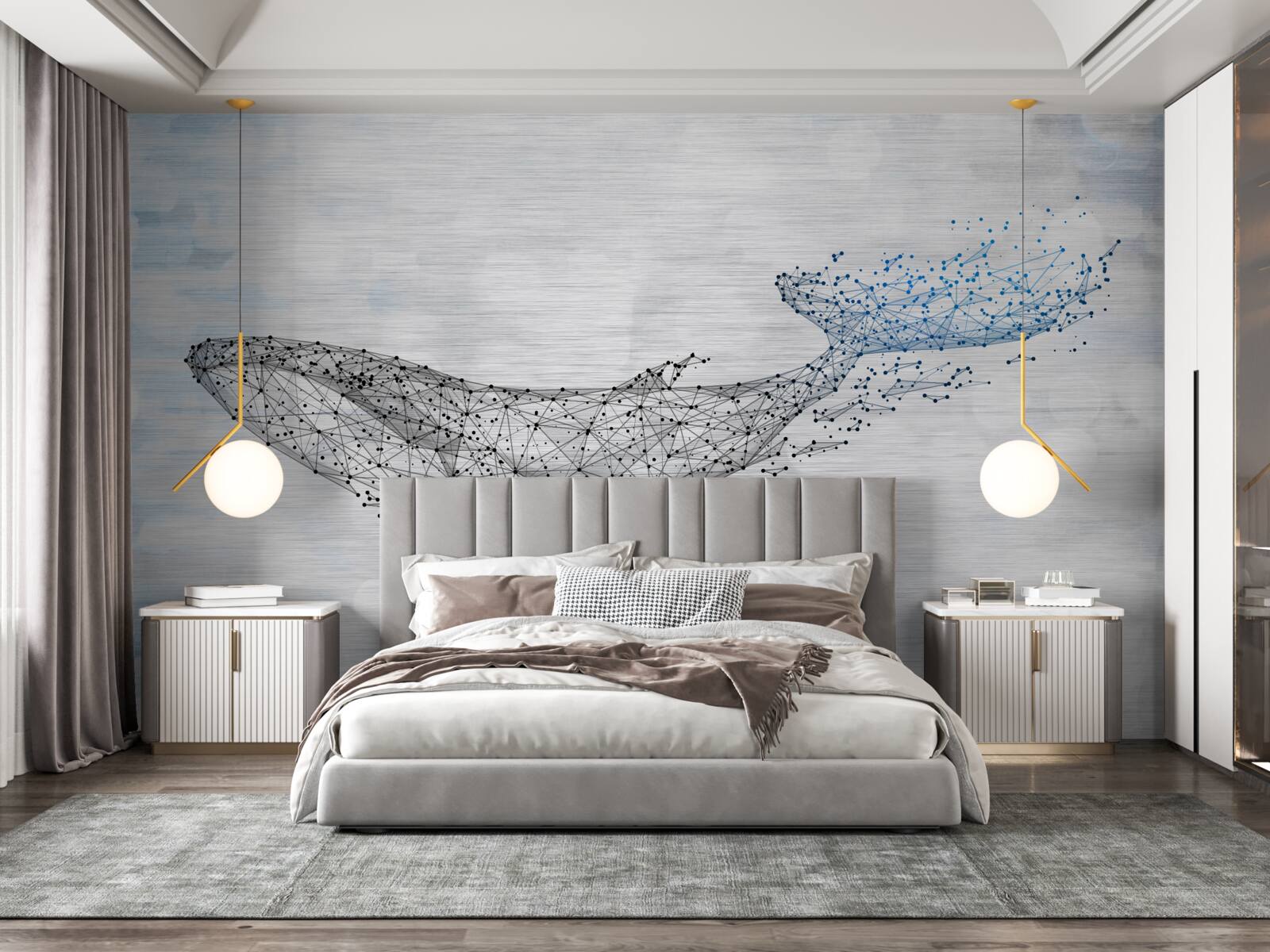 Fototapet balena albă într-o metamorfoză a abstracției