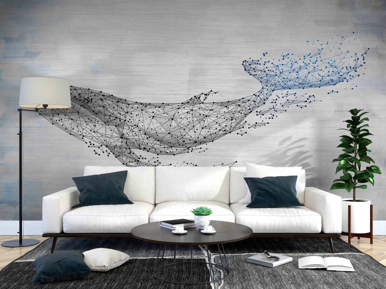 Fototapet balena albă într-o metamorfoză a abstracției