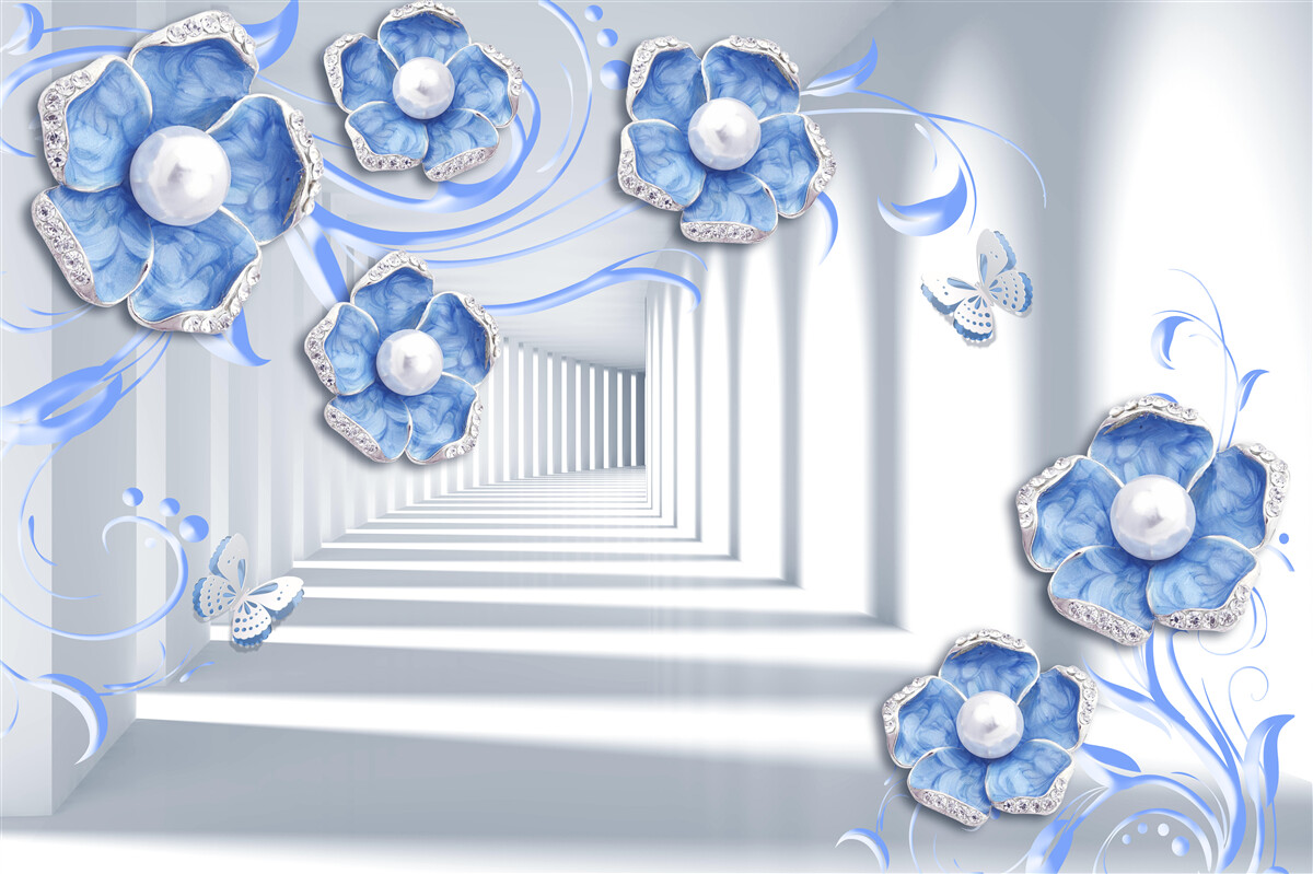 Fototapet flora albastră în pasaj