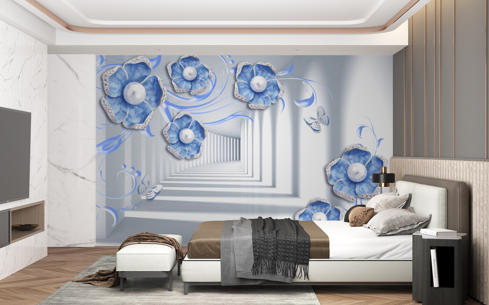 Fototapet flora albastră în pasaj