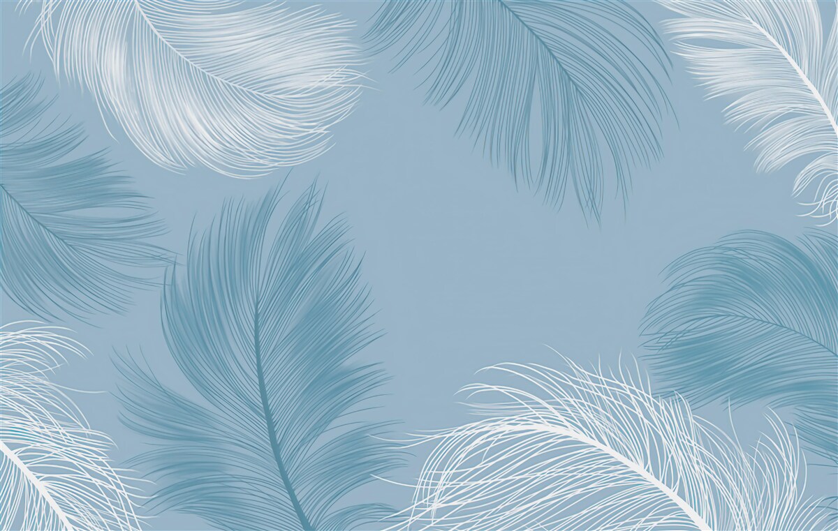 Fototapet fundal moale cu pene în culoarea cerului