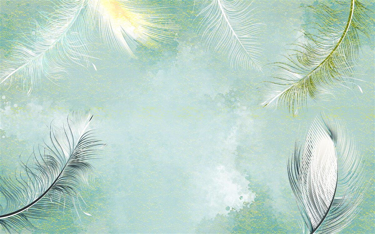 Fototapet grație subtilă pană turcoaz