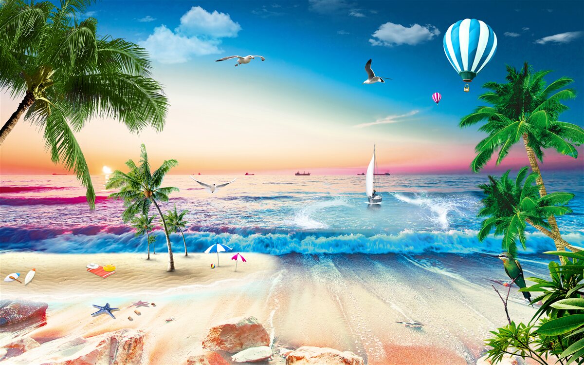 Fototapet pictură marină cu val