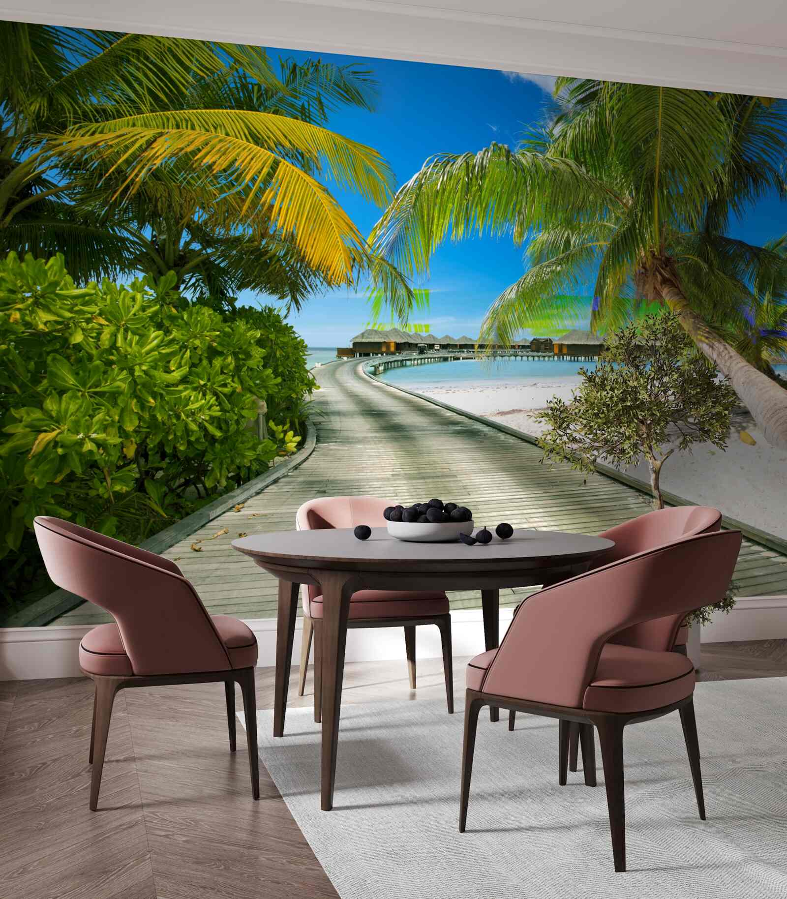 Fototapet Calea către cabanele de pe malul mării