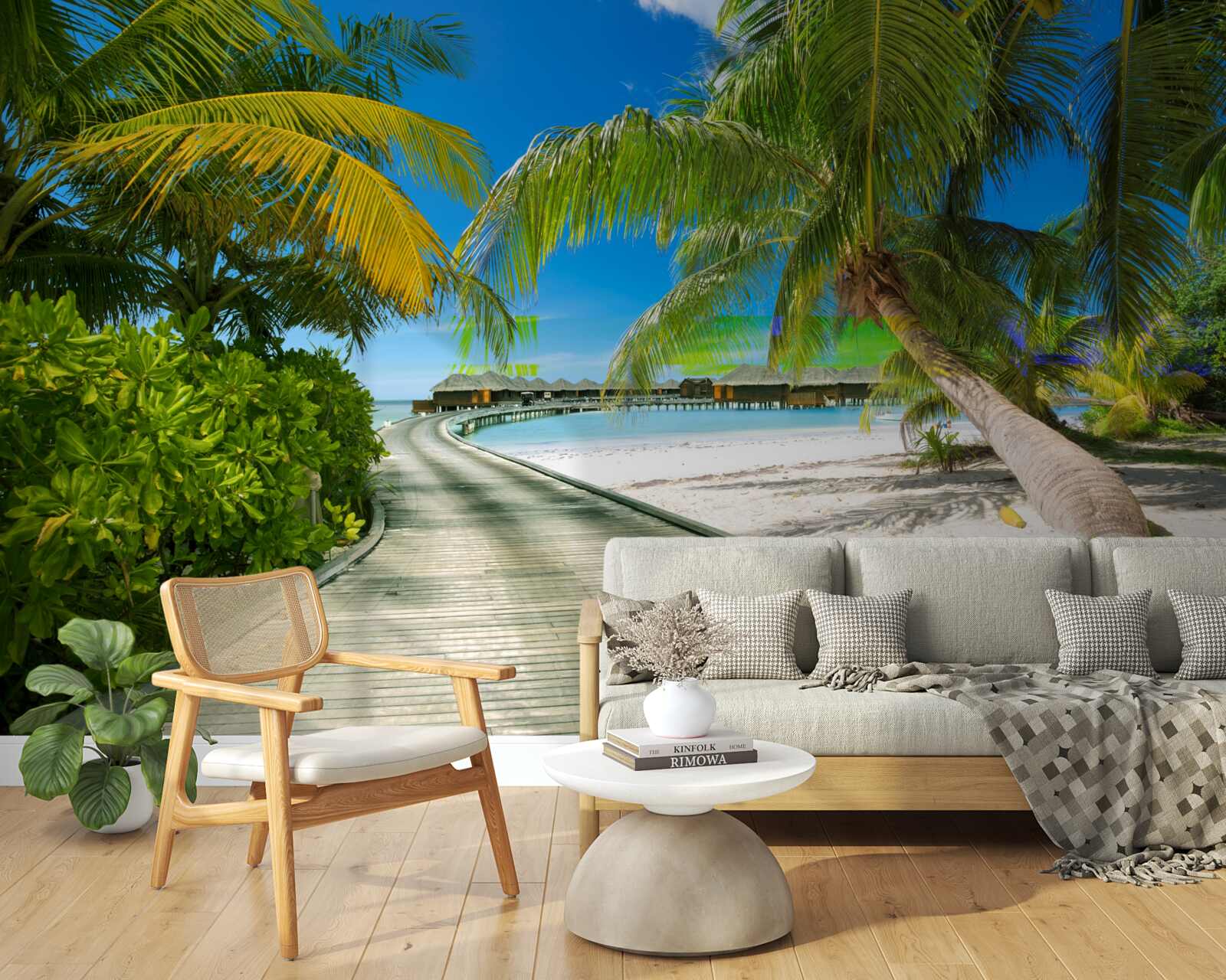 Fototapet Calea către cabanele de pe malul mării