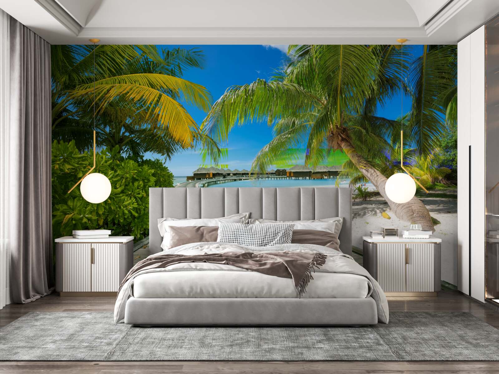 Fototapet Calea către cabanele de pe malul mării